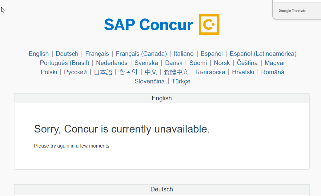Delegate Error SAP Concur Community