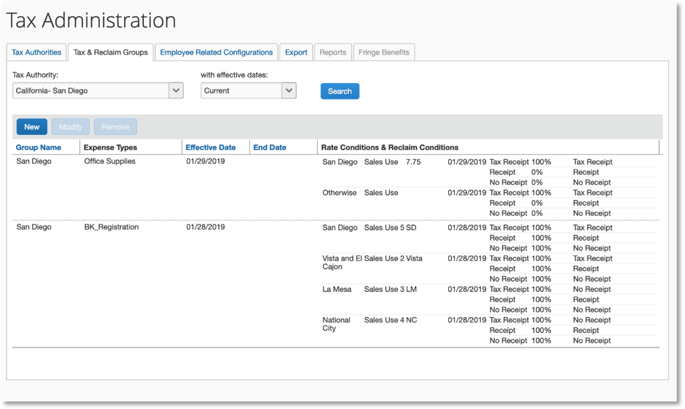 Figure 1. Tax Administration Screen