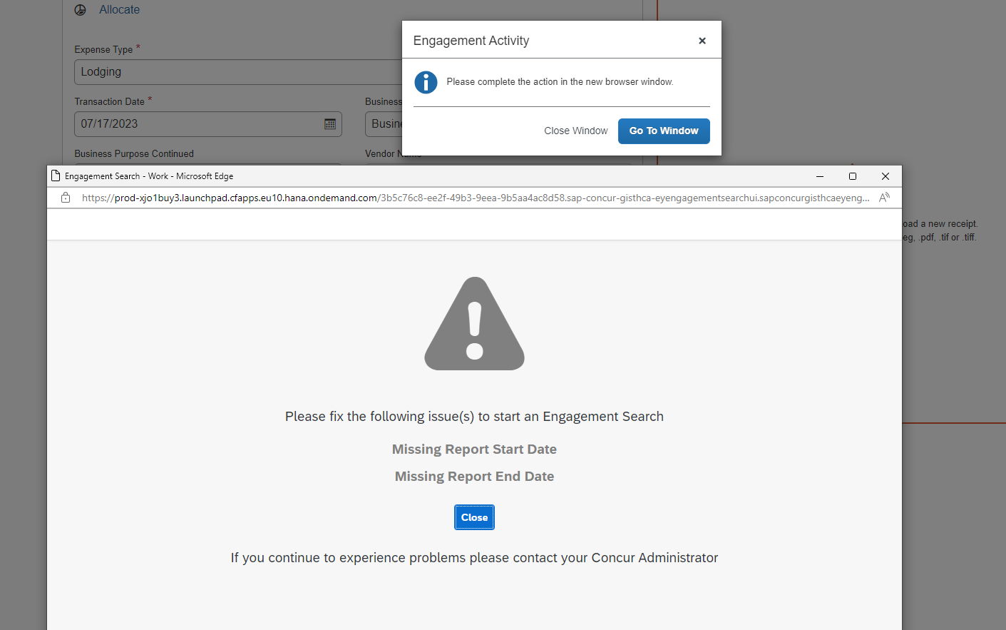 Solved Expense Error Message SAP Concur Community