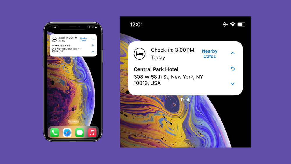 TripIt interactive widget