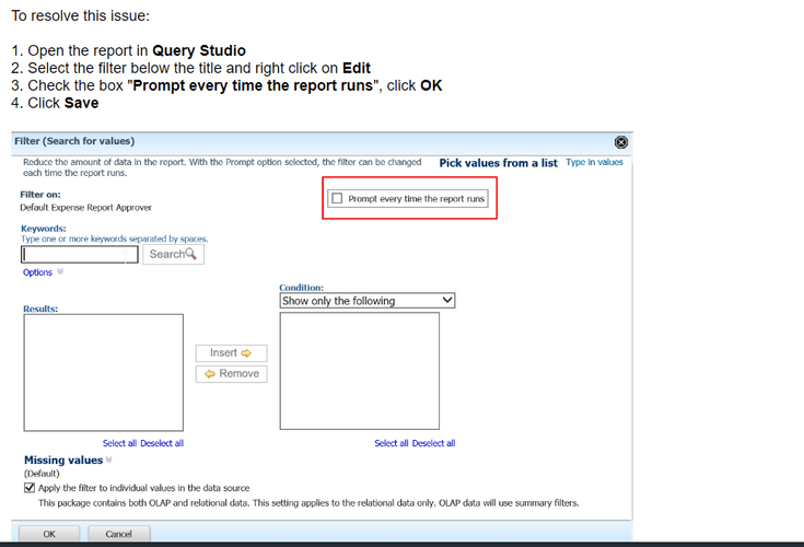 Cognos Union Queries in Reports