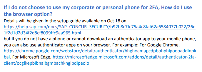 How to log in with 2FA without the QR code? - SAP Concur Community