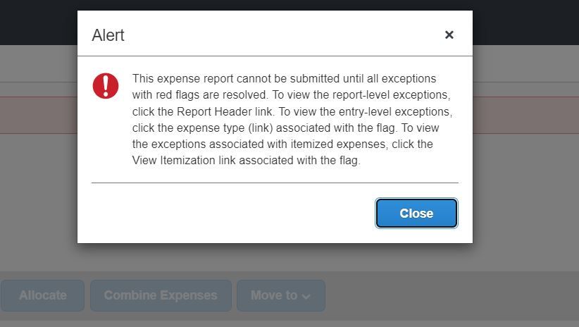 Expense being approved even though contradicts dai - SAP Concur