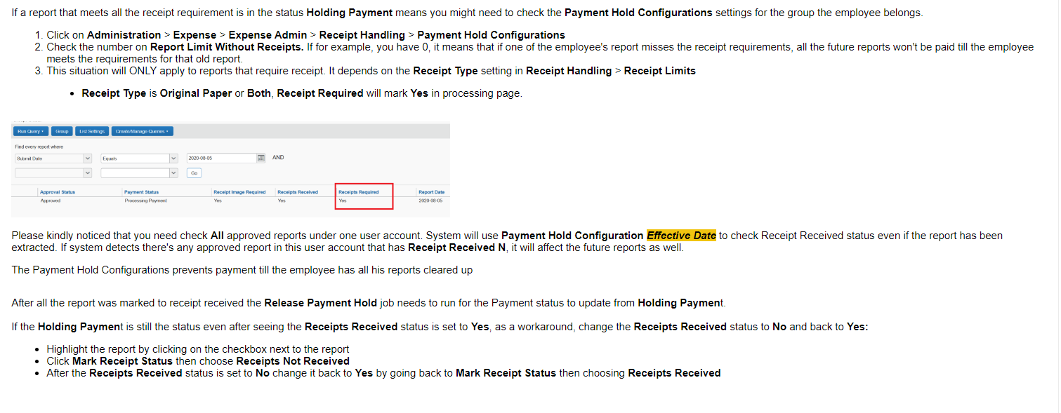 Solved: Payment Hold Job In Concur - SAP Concur Community