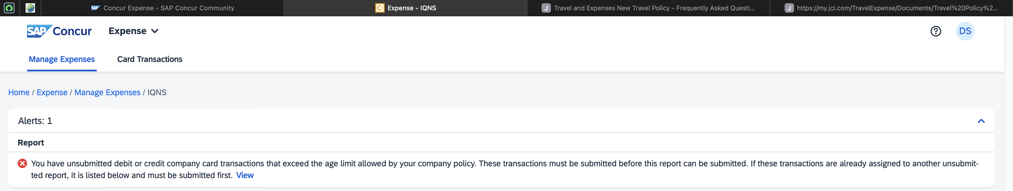 age limit expired on expenses - SAP Concur Community