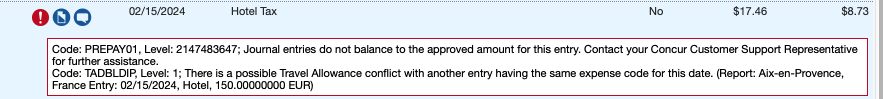 Solved: Error Code: PREPAY01: Level 2147483647 - SAP Concur Community
