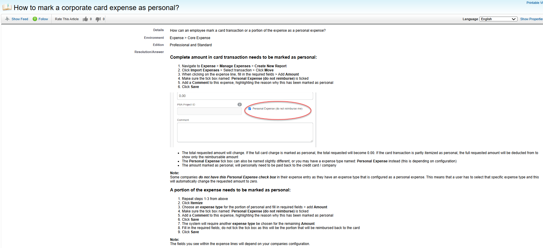 Paying my personal expense charged to corporate ca... - SAP Concur ...
