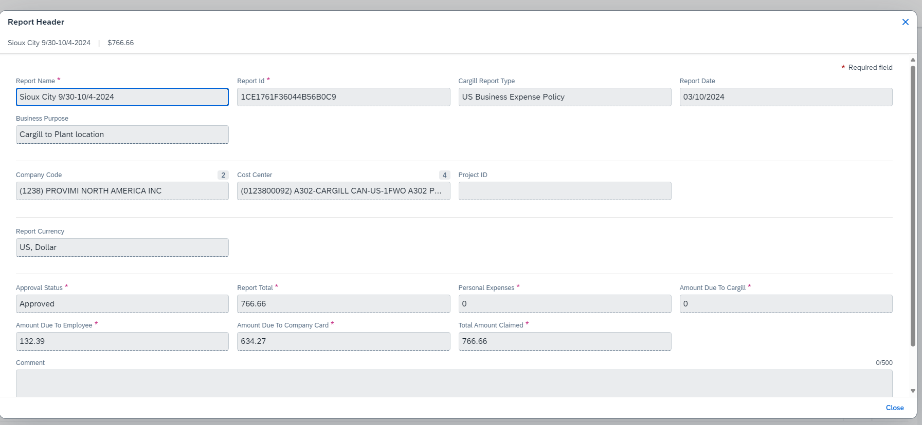 Report Header - SAP Concur Community