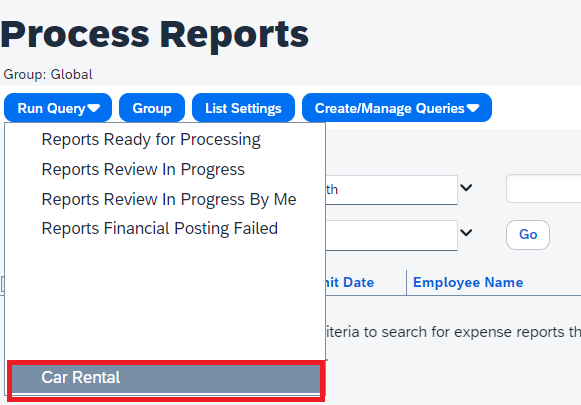 Solved: How can I generate a report to see all rental car ... - SAP ...