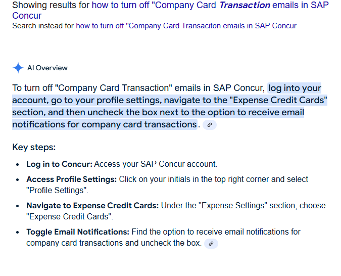 Company Card Transactions- Email Notifications - SAP Concur Community