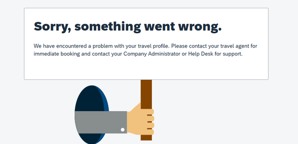 I keep getting this error message when trying to book travel