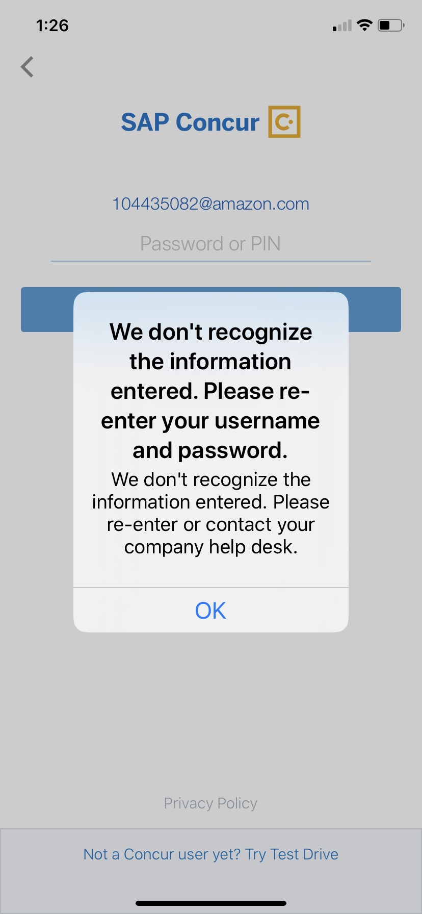 Solved Cannot Login To Concur Mobile App Sap Concur Community