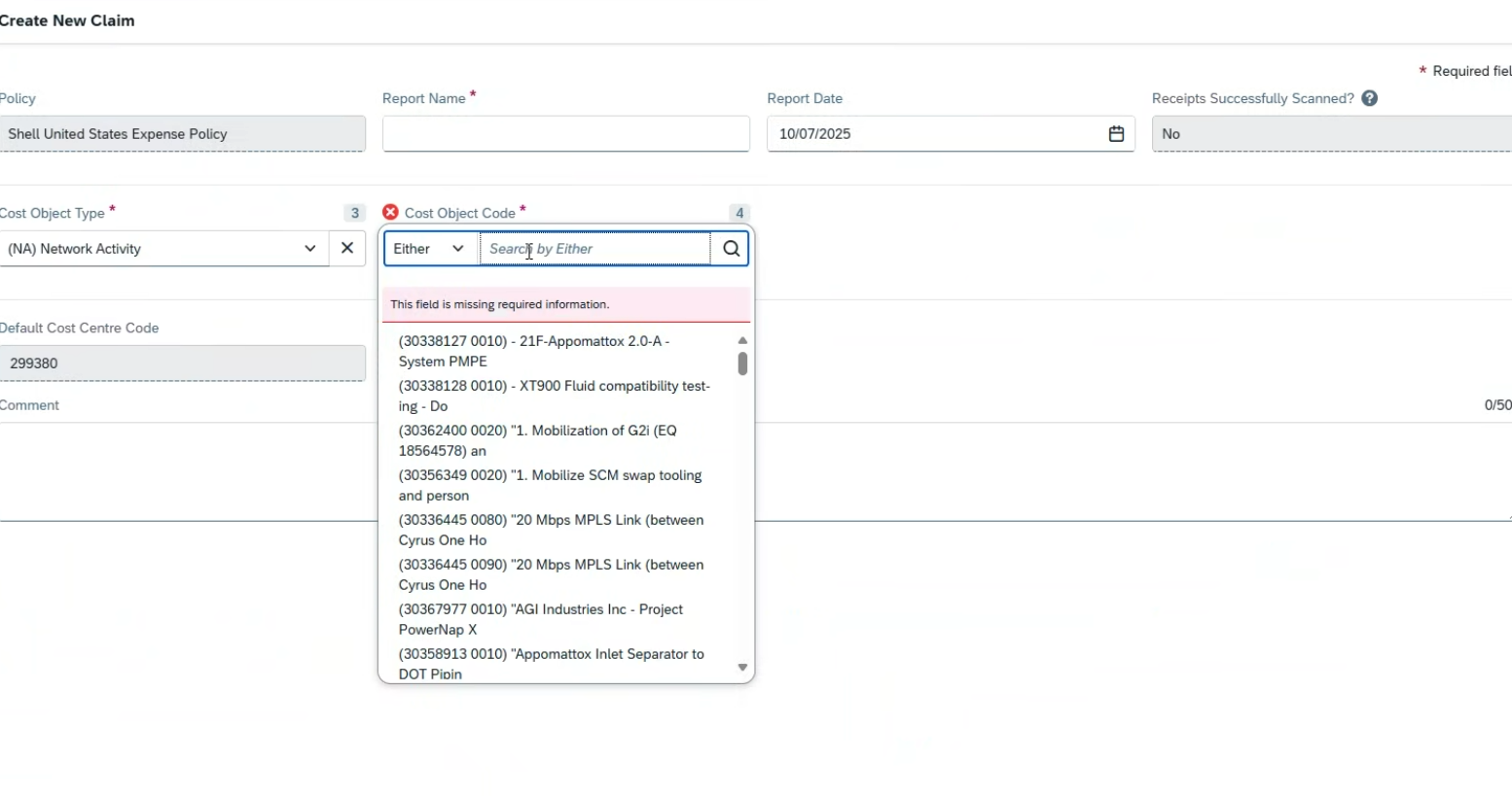 Cost Object Type and Cost Object Code - SAP Concur Community