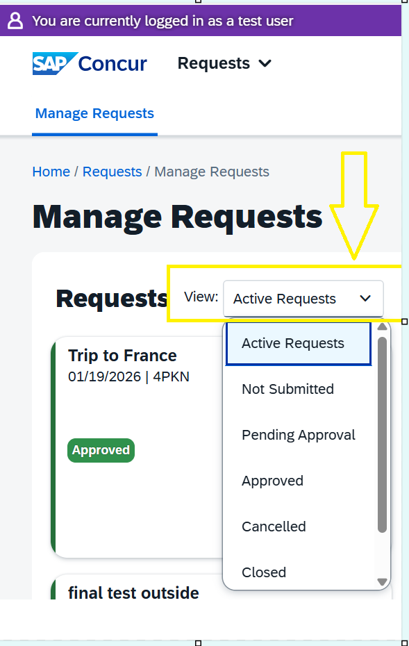 Manage Request, Delete the submit request for hote... - SAP Concur ...