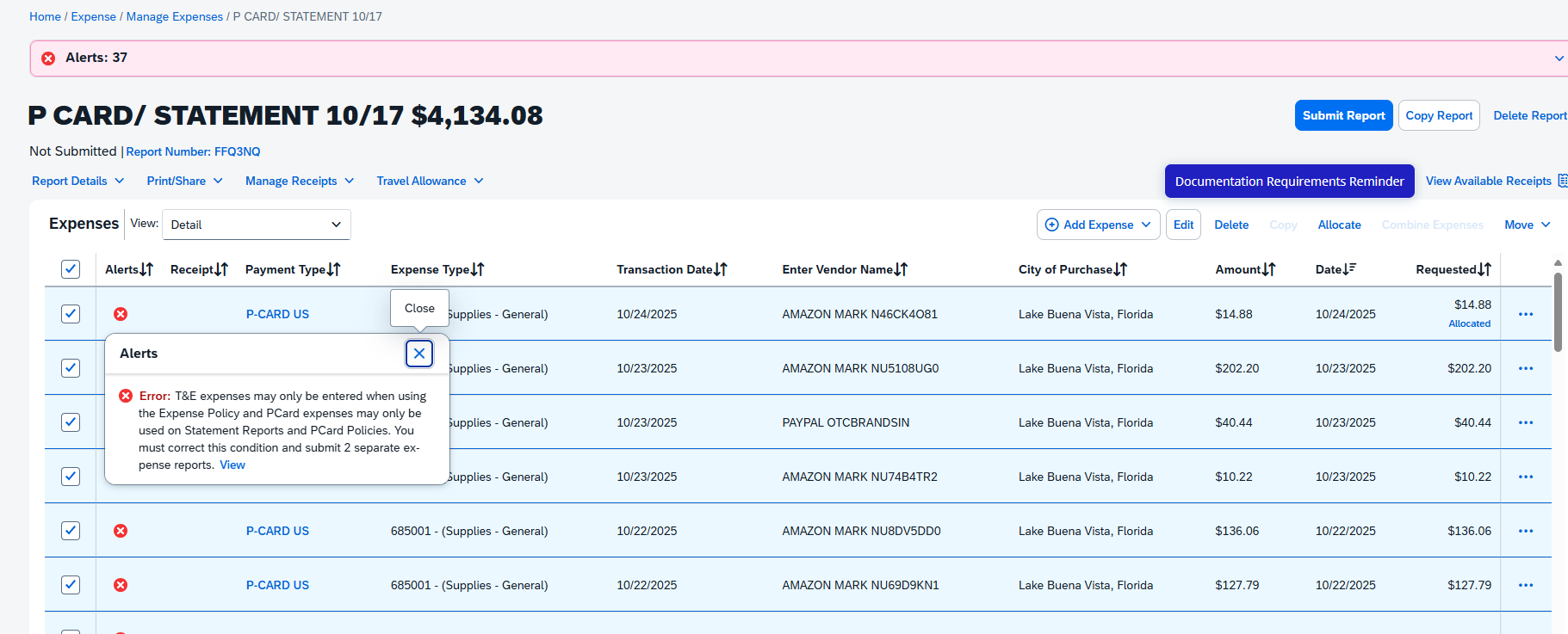 Solved: Expense Report Error - SAP Concur Community