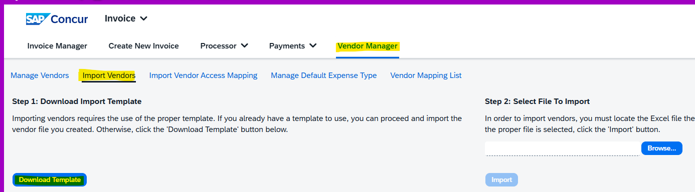 Solved: Manually creating a vendor - SAP Concur Community