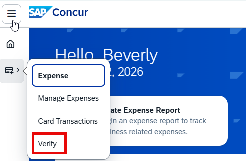 Home Screen - Expense on left menu - SAP Concur Community
