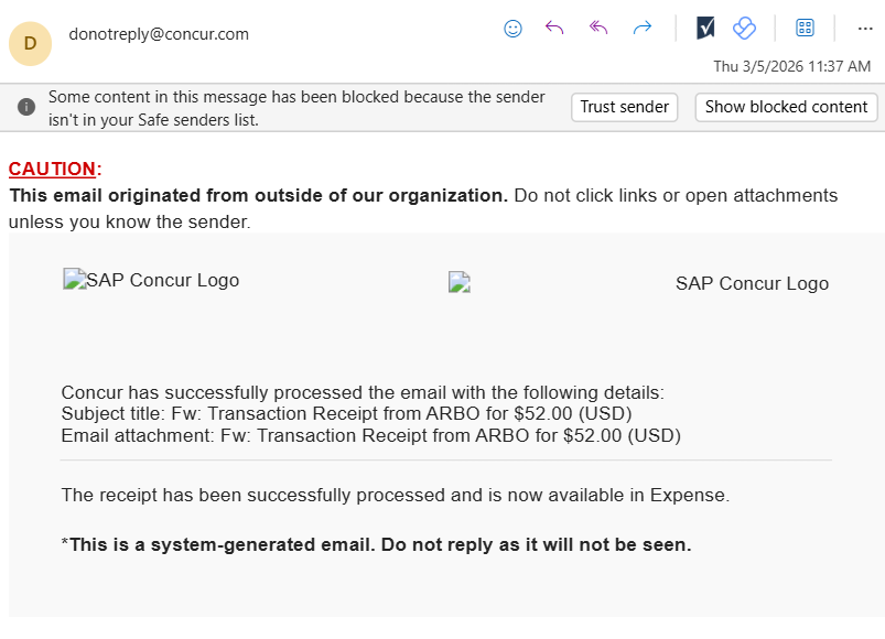 "Successfully Processed" Email