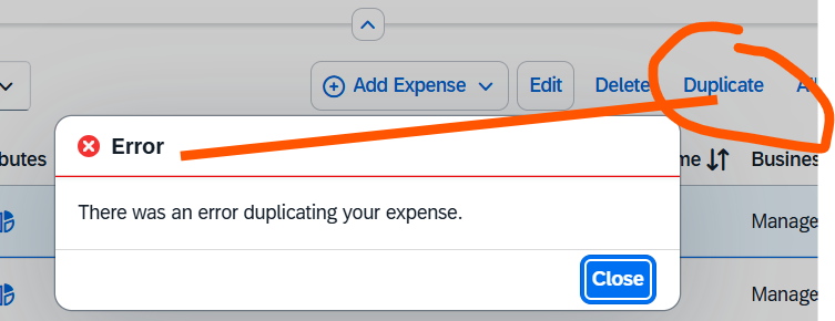 Solved: Error when trying to duplicate an expense - SAP Concur Community
