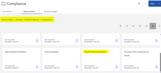 Team Content -> Analysis - Standard Reports -> Compliance
