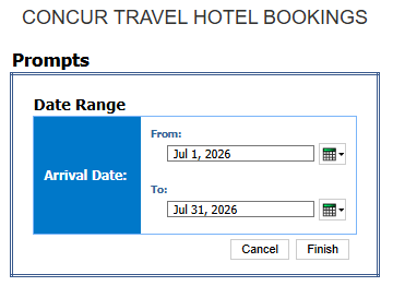 CONCUR TRAVEL HOTEL BOOKINGS - Prompts
