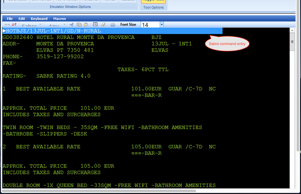 Sabre Availability Check