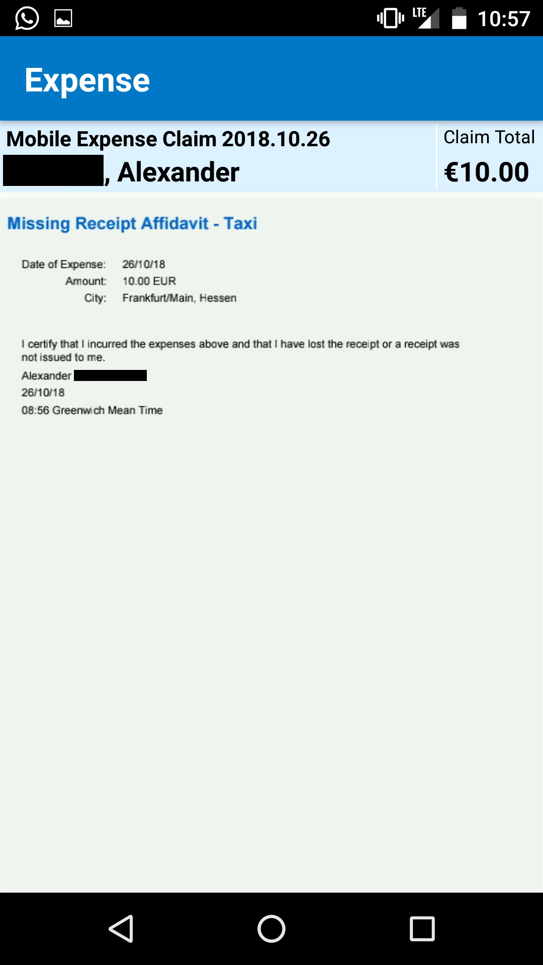 solved missing receipt affidavit sap concur community