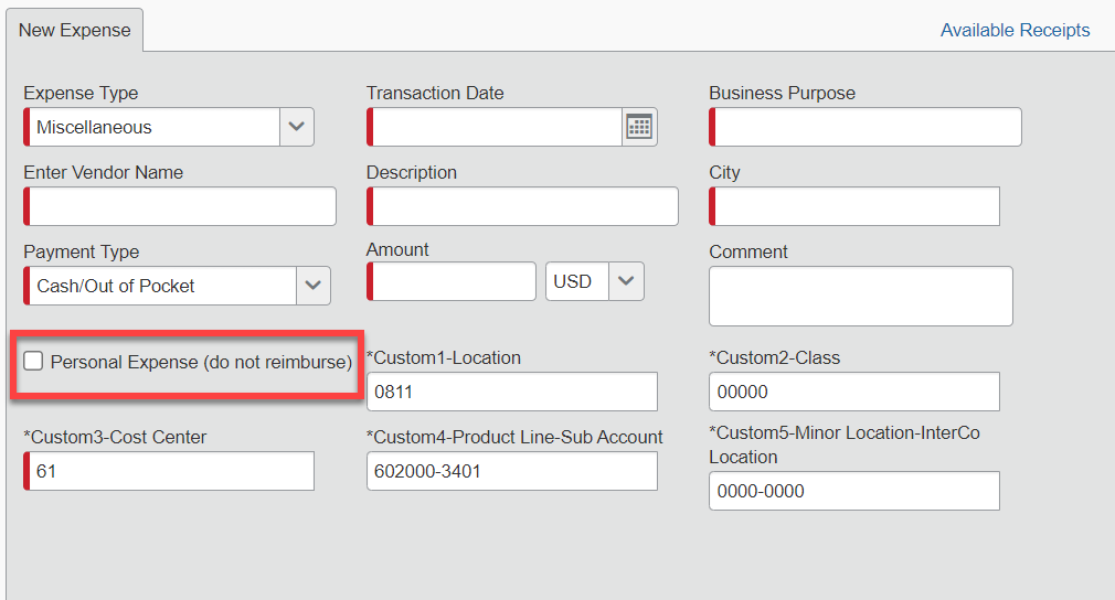 Personal expense sap concur community