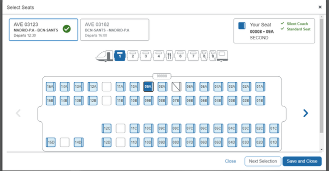 Select seat preference on Concur Travel