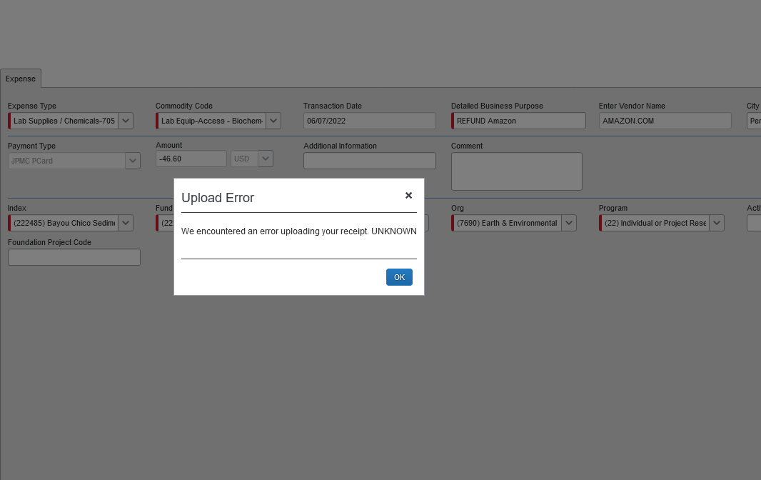 Error "unknown" when uploading receipts SAP Concur Community