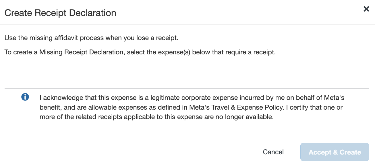 I can t make missing receipt declaration sap concur community
