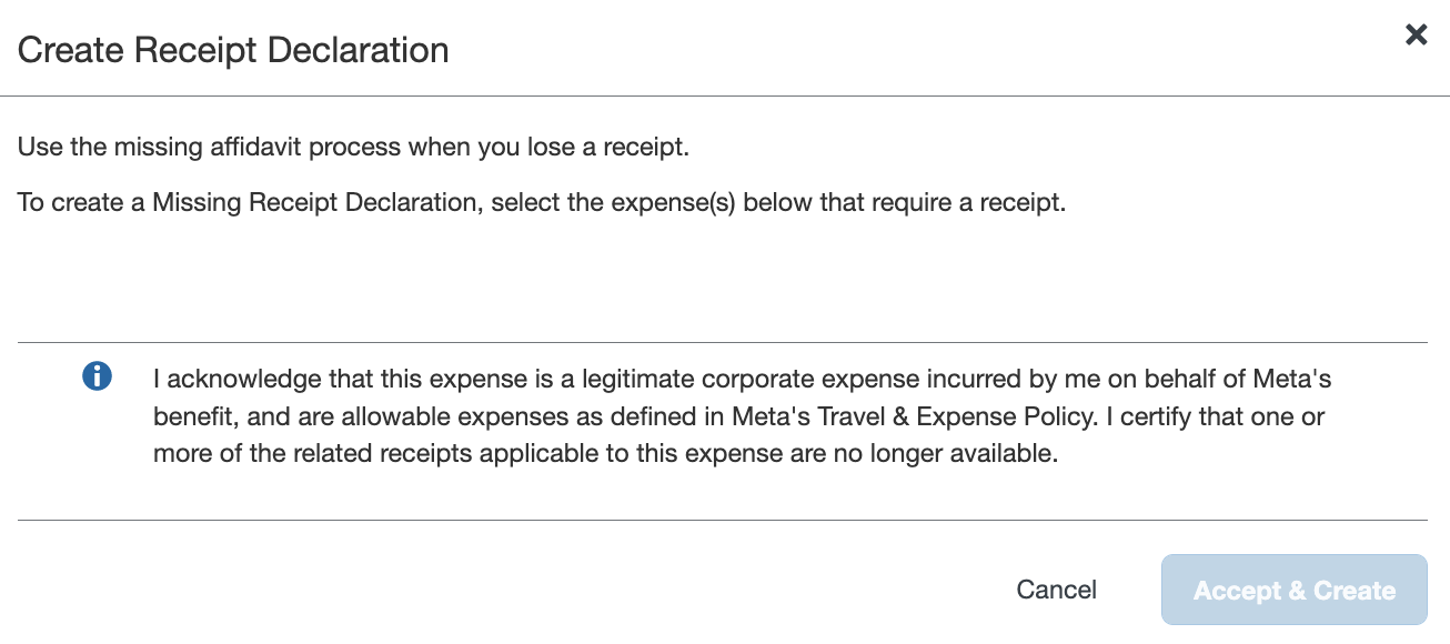 I can't make Missing Receipt Declaration SAP Concur Community