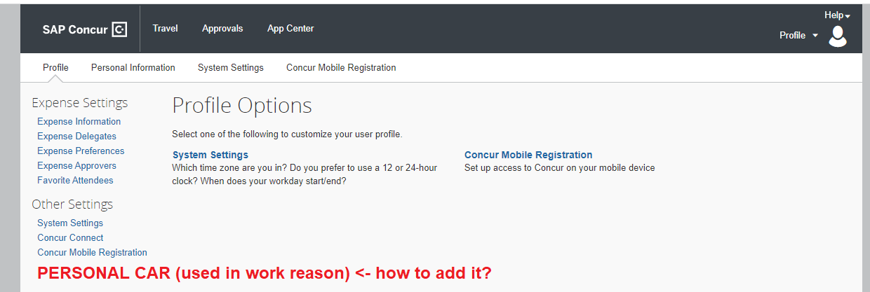 Adding personal car - SAP Concur Community