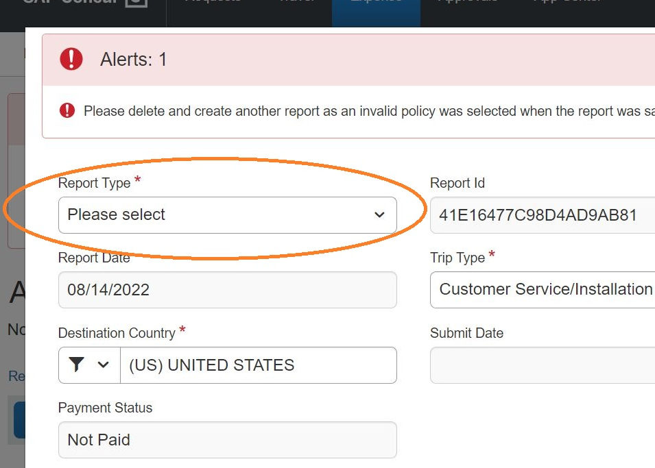 Invalid Policy error SAP Concur Community
