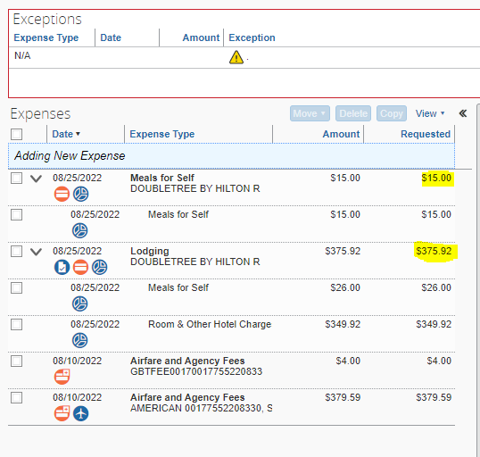 itemized meal under hotel room charge pulls in as ... - SAP Concur ...