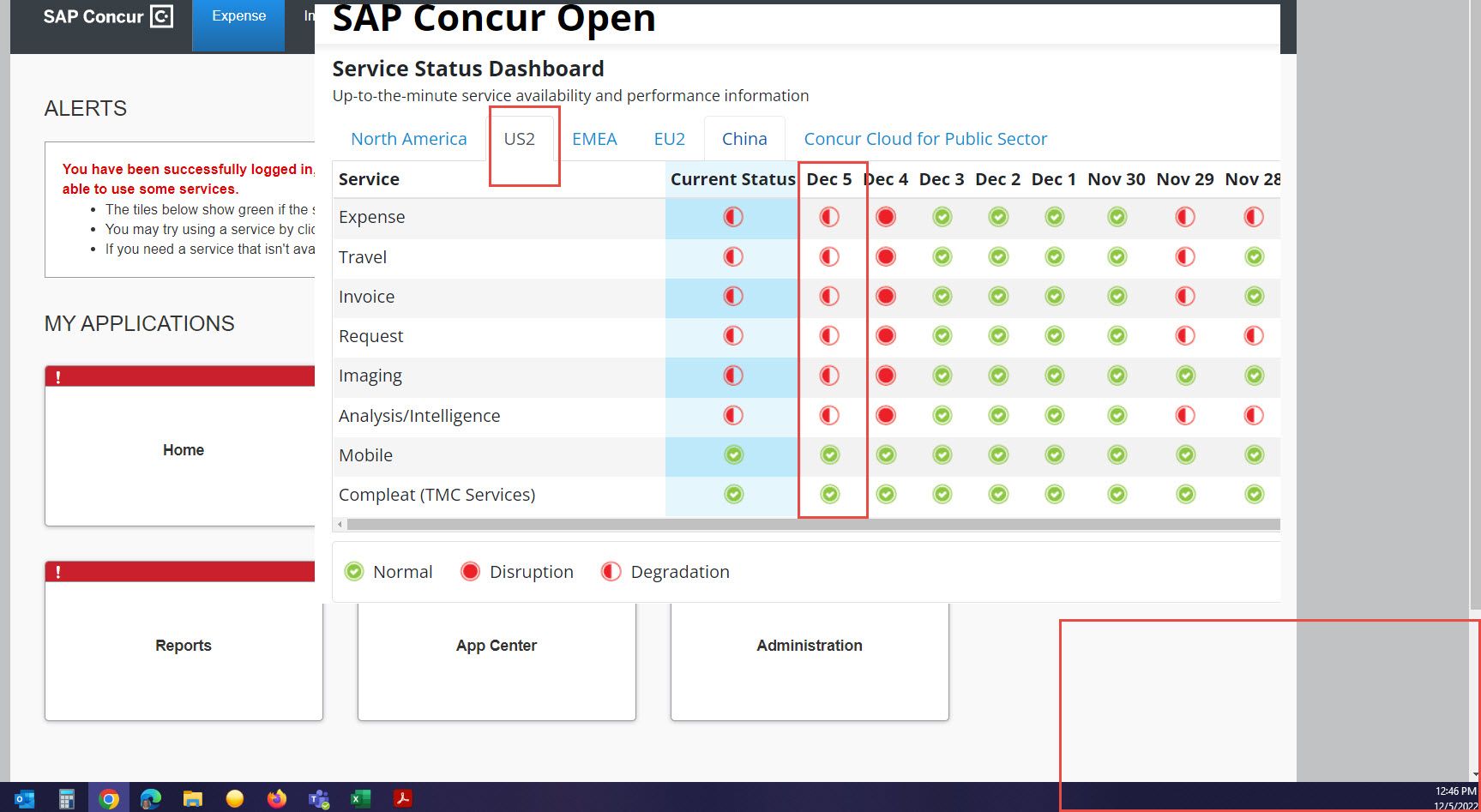Solved CONCUR DOWN AND EXPERIENCING ISSUES INDIANAPOLIS... SAP