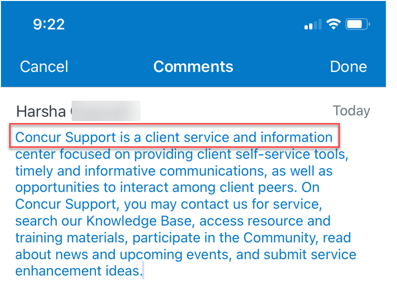 Comments in Concur App - SAP Concur Community