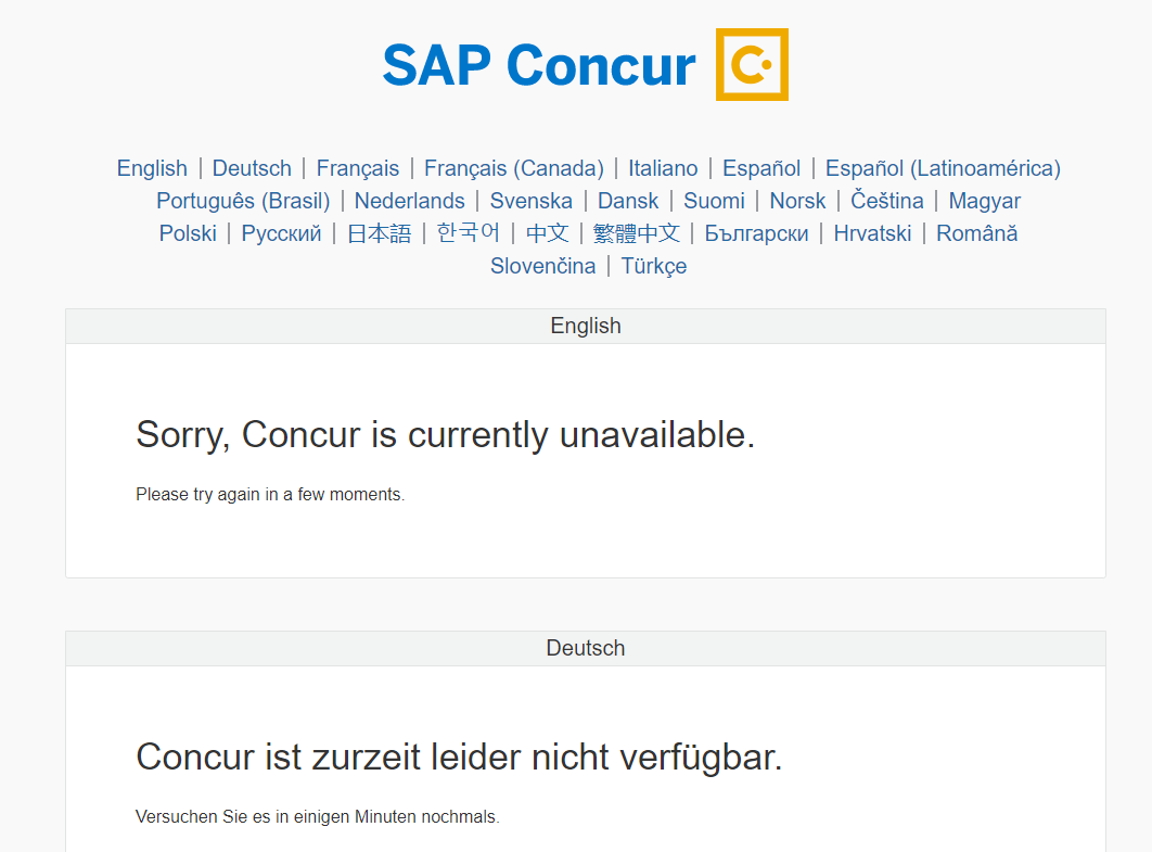 Concur is down....again. SAP Concur Community