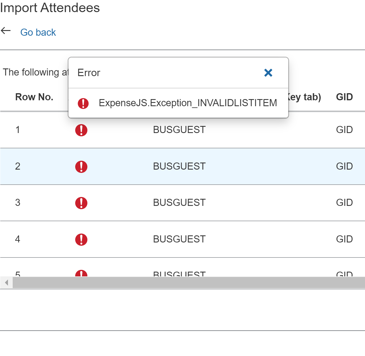 Solved Error message when importing a list of attendees i... SAP